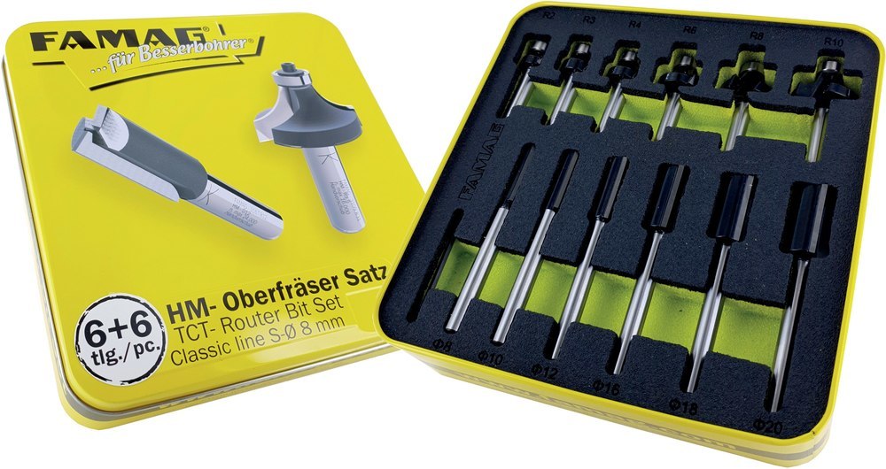 FAMAG HM-Fräsersatz 6+6 teilig in Blechb ox Sh 8 Produktbild img1 L