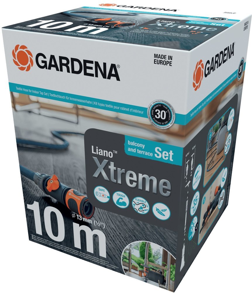 Gardena Textilschlauch Liano? Xtreme 1/2", 10 m Set + Indoor-Adapter Produktbild img2 L