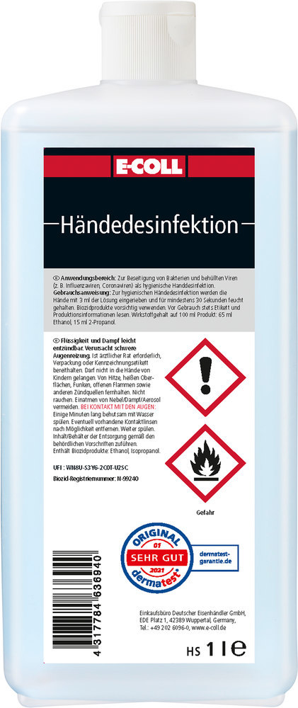 E-COLL Händedesinfektion 1L Produktbild img1 L