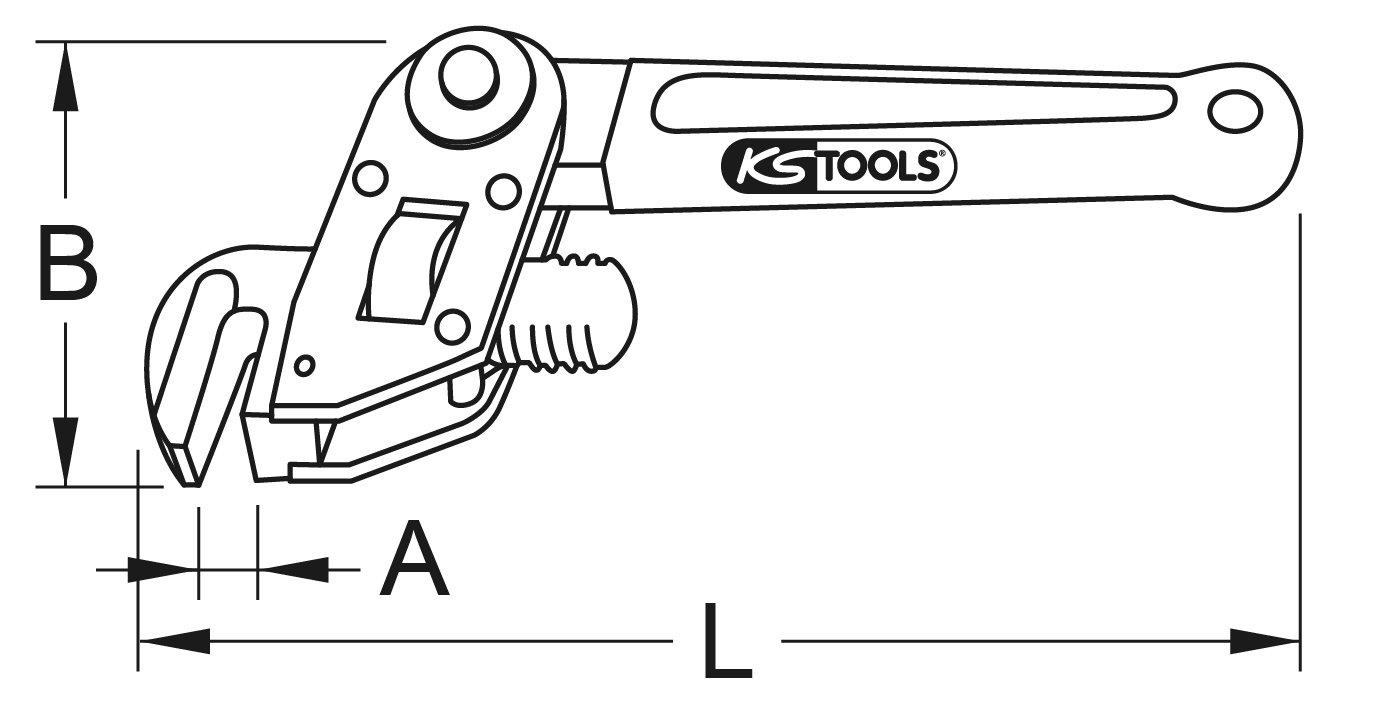 KS Tools Einhand-Rohrzange 1.1/2" mit verstellbarem Kopf Produktbild img4 L