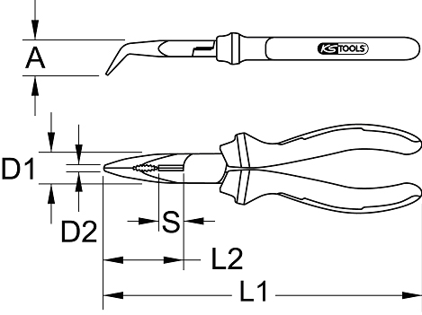 KS Tools ERGOTORQUE VDE Flachrundzange, gebogen, 165mm Produktbild img3 L