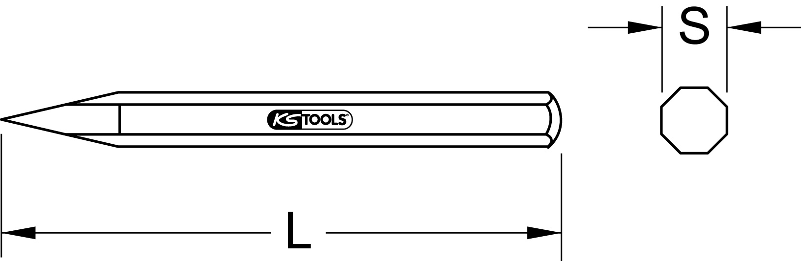 KS Tools Spitzmeißel, 8-kant, 250mm Produktbild img4 L