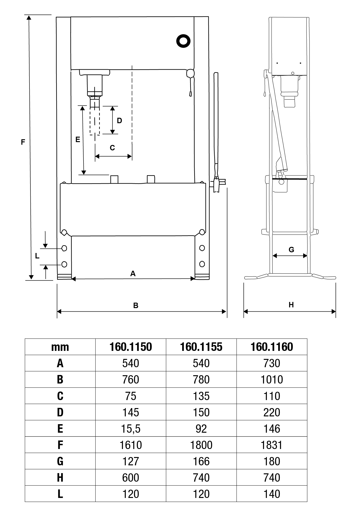 KS Tools performance Hydraulik-Werkstattpresse, 30000 kg Produktbild img3 L