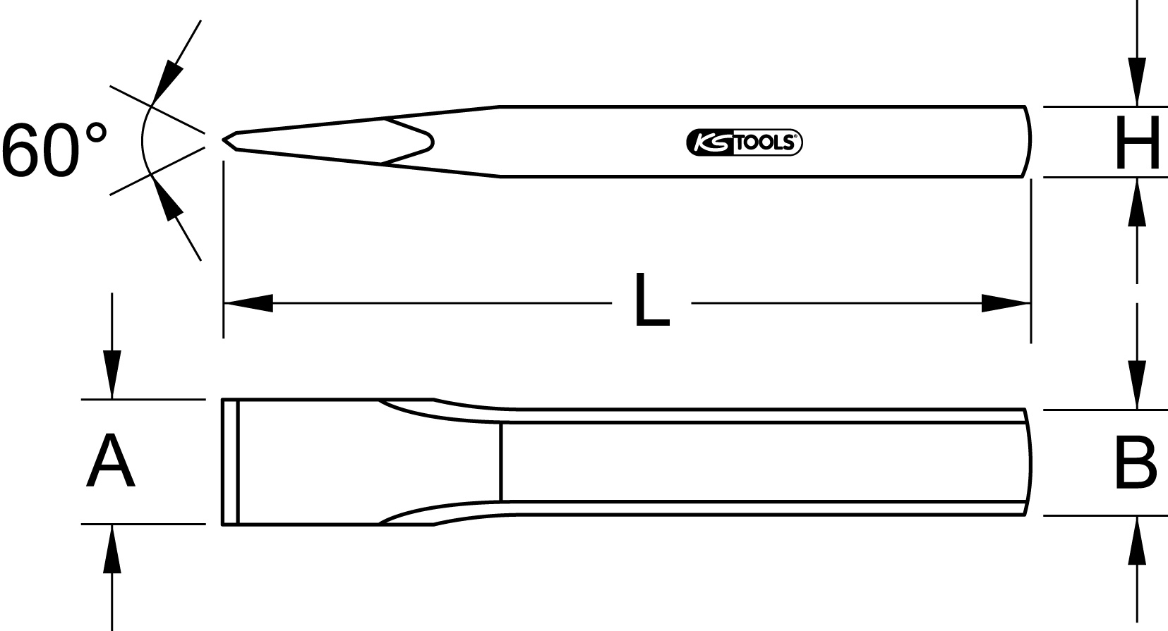 KS Tools Flachmeißel, oval, 250x28mm Produktbild img2 L