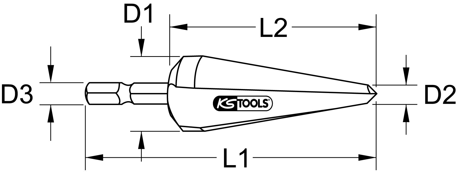 KS Tools HSS Blechschälbohrer-Bit, Ø 5-22mm Produktbild img2 L