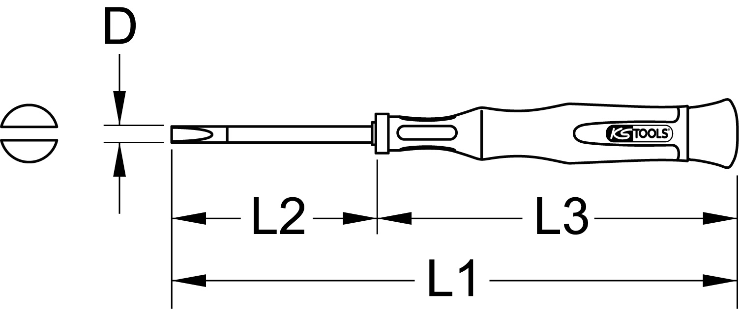KS Tools Feinmechanik-Schlitz-Schraubendreher, 1,4mm Produktbild img2 L