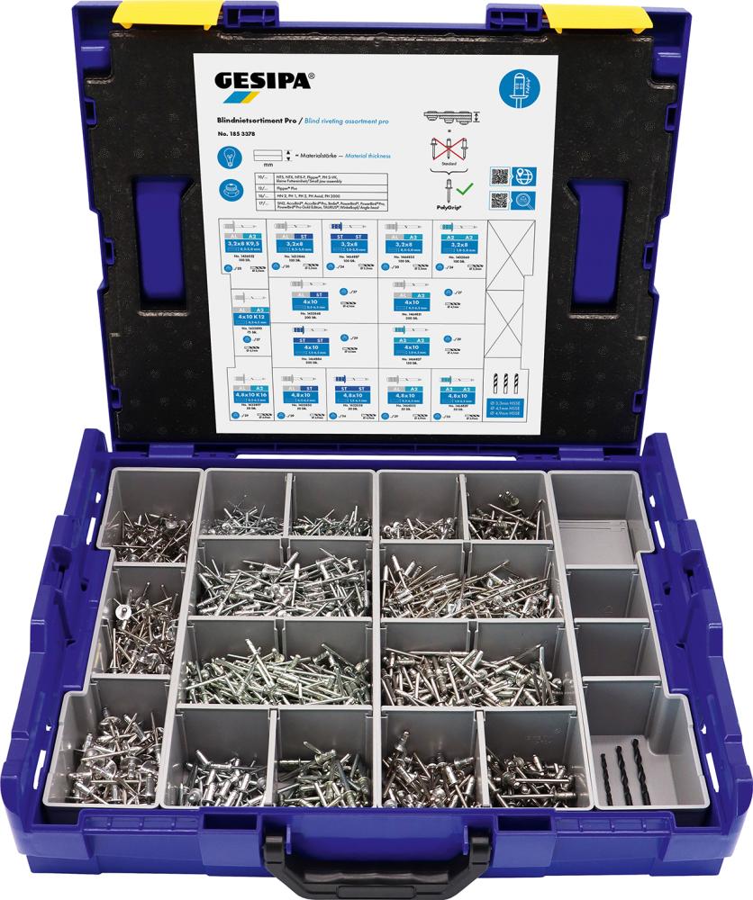 Gesipa Blindniet-Sortiment Pro Blindniete PolyGrip inkl. 15 Abmessungen Produktbild img1 L