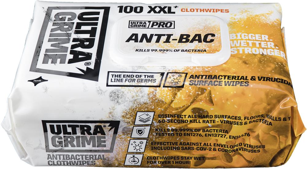 ULTRAGRIME Antibakt.Desinfektions- tuch, 100 Tücher / Pack Profigroßpackung Produktbild img1 L