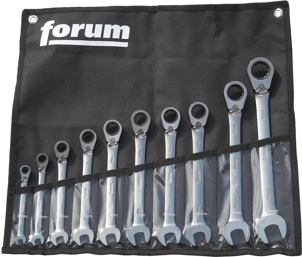 FORUM Maulschlüssel mit Ringratsche 10-teilig umsch. 8-24mm Produktbild img1 L