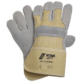 NITRAS SPLIT STAR+, Rindspaltlederhandschuhe, naturfarben / grau, EN 388 Produktbild