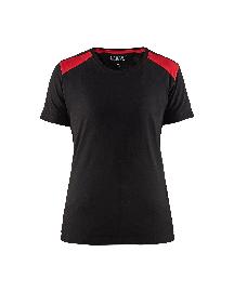 Blåkläder Damen T-Shirt Schwarz/Rot Produktbild