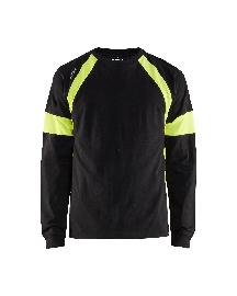 Blåkläder Langarm Shirt Schwarz/High Vis Gelb Produktbild