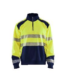 Blåkläder High Vis Sweatshirt Half-Zip High Vis Gelb/Marineblau Produktbild