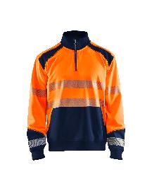 Blåkläder High Vis Sweatshirt Half-Zip High Vis Orange/Marineblau Produktbild