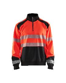 Blåkläder High Vis Sweatshirt Half-Zip High Vis Rot/Schwarz Produktbild