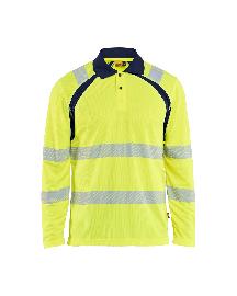 Blåkläder UV Poloshirt High Vis langarm High Vis Gelb/Marineblau Produktbild