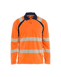 Blåkläder UV Poloshirt High Vis langarm High Vis Orange/Marineblau Produktbild