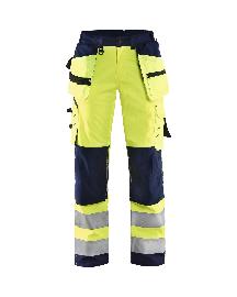 Blåkläder Damen High Vis Softshell Arbeitshose High Vis Gelb/Marineblau Produktbild