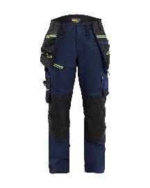 Blåkläder STRIKER Damen Handwerker Arbeitshose Stretch Dunkel Marineblau/High Vis Gelb Produktbild