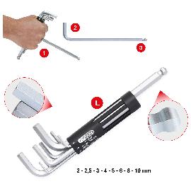 KS Tools 3 in 1 Innen6kant-Winkelstiftschlüssel-Satz,8-tlg lang, Kugelkopf Produktbild
