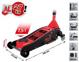 KS Tools performance Hydraulischer Aluminium-Wagenheber, 2500 kg, Hubhöhe: 100-450 mm Produktbild