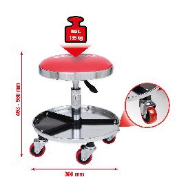 KS Tools Fahrbarer und höhenverstellbarer Hocker, belastbar bis 135kg Produktbild