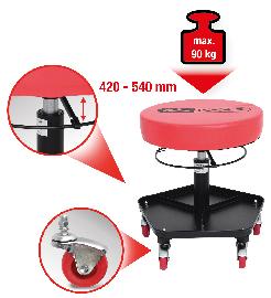 KS Tools Fahrbarer und höhenverstellbarer Hocker Produktbild