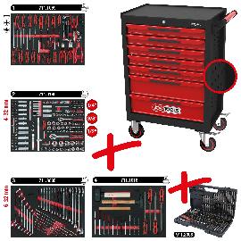 KS Tools ECOline SCHWARZ/ROT Werkstattwagen mit 7 Schubladen und 515 Premium-Werkzeugen Produktbild