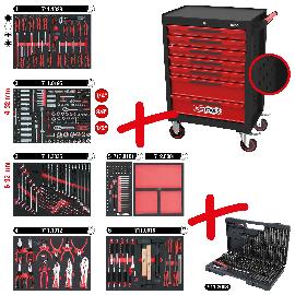 KS Tools ECOline SCHWARZ/ROT Werkstattwagen mit 7 Schubladen und 598 Premium-Werkzeugen Produktbild