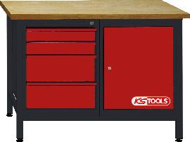 KS Tools Werkbank mit 4 Schubladen und 1 Tür, H840xB1200xT600mm Produktbild