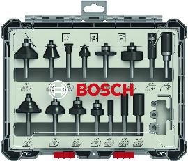 Bosch 15-teiliges Fräser-Set, 1/4-Zoll Schaft. Für Handfräsen Produktbild