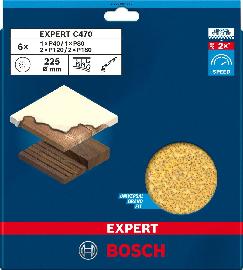Bosch EXPERT C470 Schleifpapier, 225 mm, K 40/80/120/180, 6 Stück Produktbild