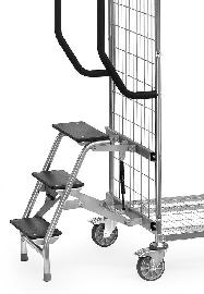 fetra 3 Trittstufen Kommissionierwagen Holme Stahlrohr Stufen Holz H600mm Produktbild