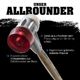 Halder BASEPLEX-Schonhammer, Nylon / Nylon mit Zinkdruckguss-Gehäuse und Holzstiel Produktbild