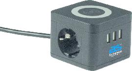 as Schwabe TechnikProdukte Tisch-Steckdosenwürfel 2fachmit 1,5m Kunststoffmantelleitung H05VV-F 3G1,52 Schutzkontaktsteckdosen 230V/16A mit An-/Ausschalter3 USB-A-Ports 5V/2 Produktbild