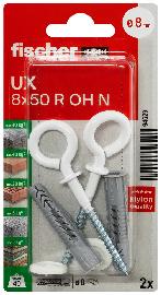 fischer Universaldübel UX,8x50mm,KU,m.Ösenhaken Nylonbesch.,VE 2 Produktbild