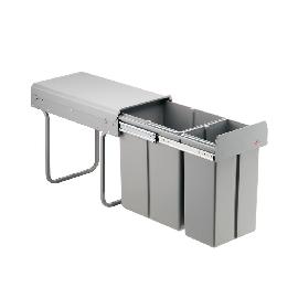 Hettich Küch.-Abfallsystem,1x20/1x10l,BIN it.DuoII, 9291587,KB min.300mm,Kunststoff grau Produktbild