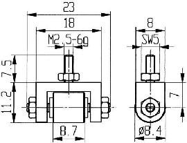 Käfer Messeinsatz Rolle D.8,4mm Stahl M2,5 Produktbild