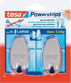 tesa Powerstrips Haken Large Oval chrom Oval,chrom Produktbild