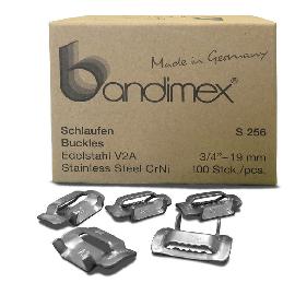 bandimex Schlaufe S256 Edelstahl V2A Bandbreite 19mm 100 Stück Packung Produktbild