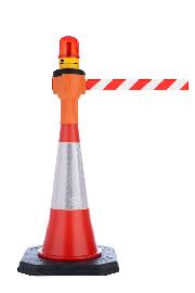 RS-GUIDESYSTEMS Leitkegelaufsatz, Gurtband: rot-weiß diag., mit 9m Gurtauszug Produktbild