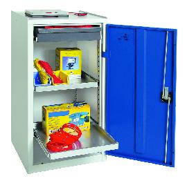 stumpf Beistellschrank B500xT500xH1000 mm RAL 7035/5010 1 Schublade, 2 Wannen Produktbild