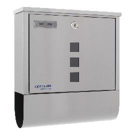 ROTTNER GA-Briefkasten, Costa,B 335mm, mit Zylinderschloss, edelstahlfarben matt geb. Produktbild