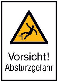 SafetyMarking Warnzeichen W008 "Absturzgefahr" Alu, 262x371mm Produktbild