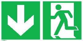 SafetyMarking Rettungsschild „Notausgang links" mit Richtungspfeil abwärts Produktbild