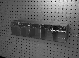bott Klarsichtmagazin B600xT142xH168 mm mit 5 Kästen für Lochplatten Produktbild