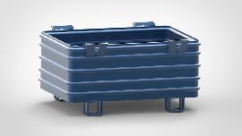 HESON Stapelbehälter RAL5010 B1200xT800xH620 mm Nutzlast 2t Auflast 8t u-förmige Füße Produktbild