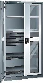 LISTA Flügeltürenschrank B1000xT580xH1950mm RAL 7035,Sichtfenstertür 4 Produktbild