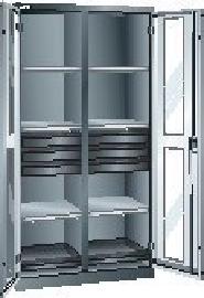 LISTA Flügeltürenschrank B1000xT580xH1950mm RAL 7035,Sichtfenstertür 8 Produktbild