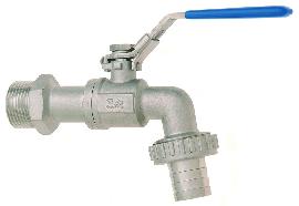 GEKA Edelstahl Kugelauslaufhahn, VA, max. PN 15 bar, Griff blau, AG G 1/2" Produktbild